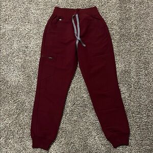 Figs  Burgundy zamora high waisted pants